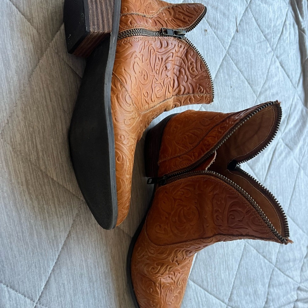 Embossed Leather Ankle Boots